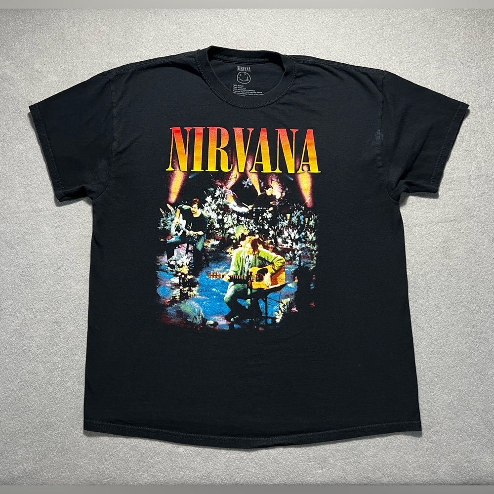 Nirvana Unplugged MTV Graphic T-Shirt Black XL Oversized Grunge Kurt Cobain